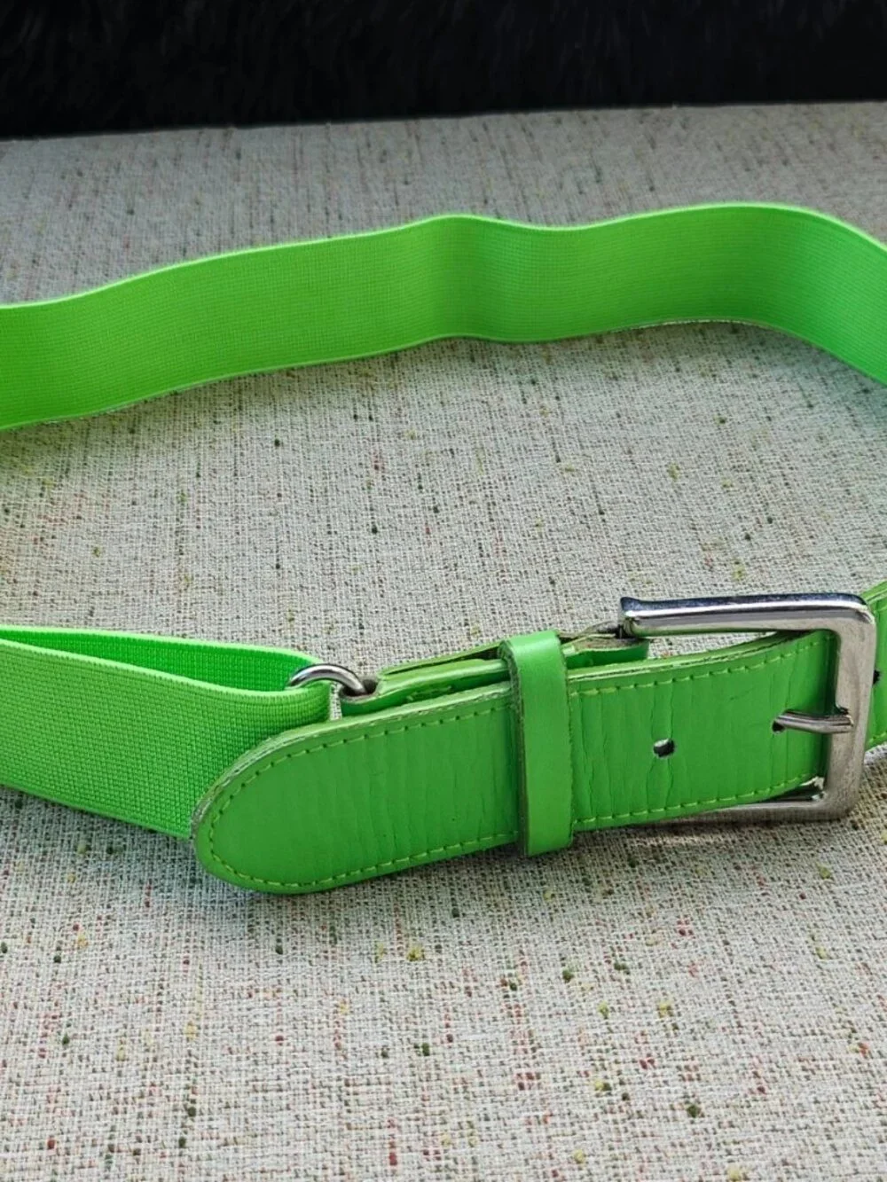 Youth Boy Belt Green Canvas Sport Stretched Waistband Pin Buckle Size adjustable